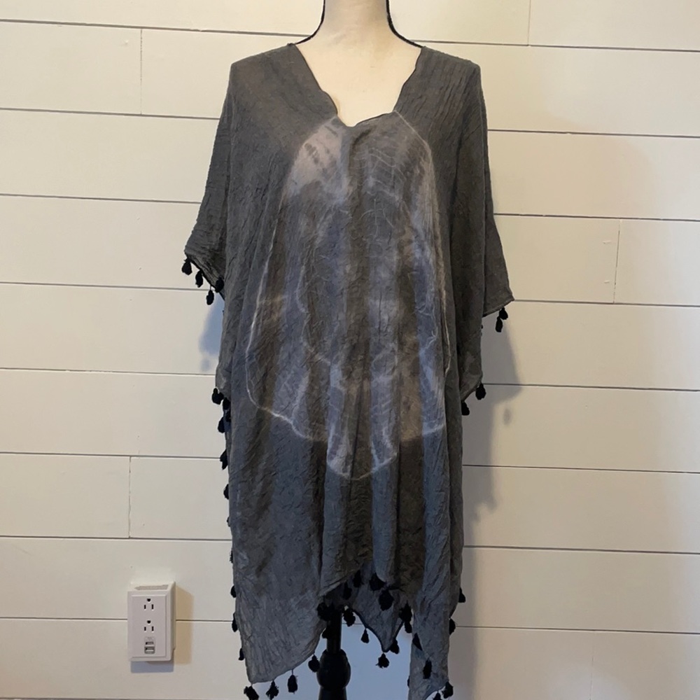 Boho tie-dyed poncho / Bathing suit cover-up